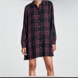 Zara basic denim XS buttoned plaid light flannel dress
